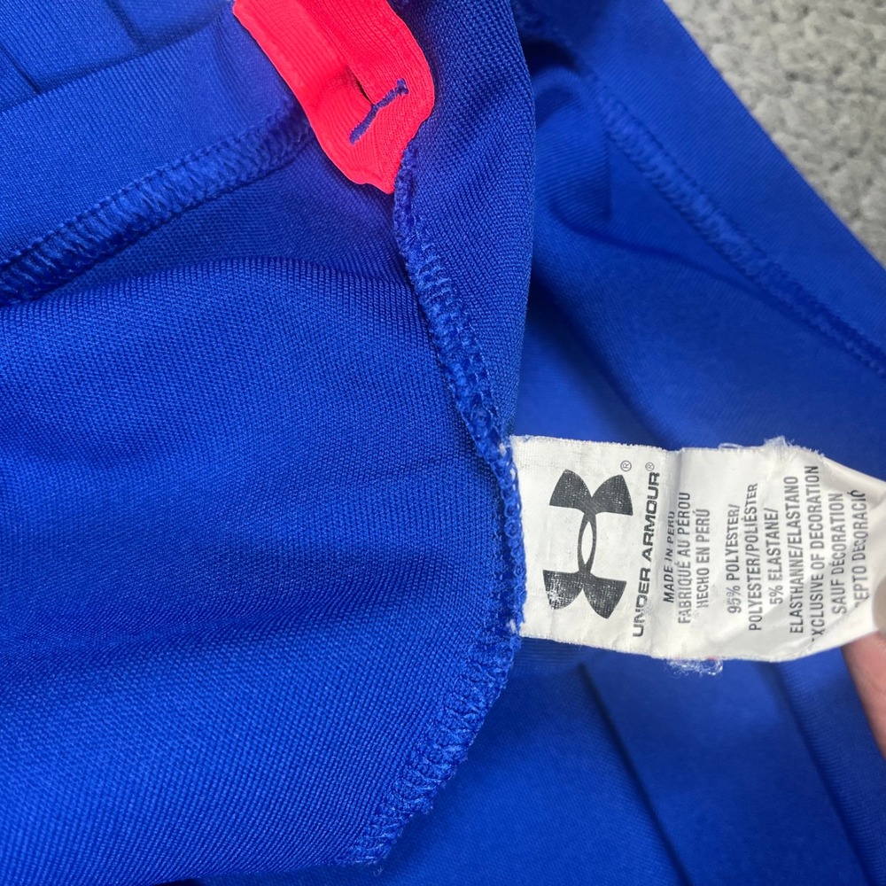 Under Armour Mens HeatGear Polo Shirt Blue Orange Logo Loose Fit XL 6462 - Picture 6 of 9